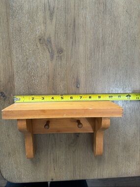 Vintage small wood shelf with pegs